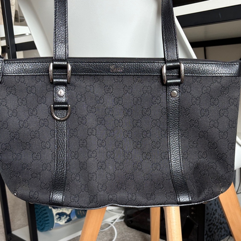 Gucci Black Monogram Canvas Shoulder Bag